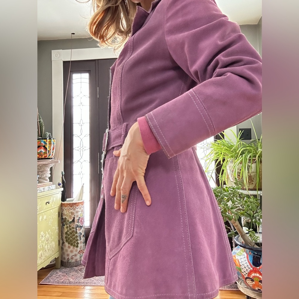 Purple Women's Jacket with Belt - Picture 2 of 6